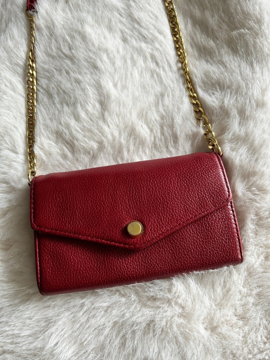 Stella and Max Handbags - Stella and Max Red Leather Wallet w/ Removable Crossbody Chain Strap